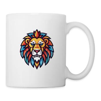 Lion rugissant coloré aquarelle animal dessin animé - Mug blanc - blanc - Droite