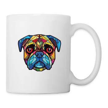 Mops Buntes Aquarell Tier Haustier Illustration - Tasse - Weiß - Rechts