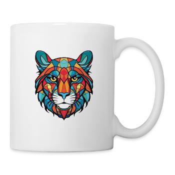 Dschungelkatze Bunte Aquarell-Tierillustration - Tasse - Weiß - Rechts