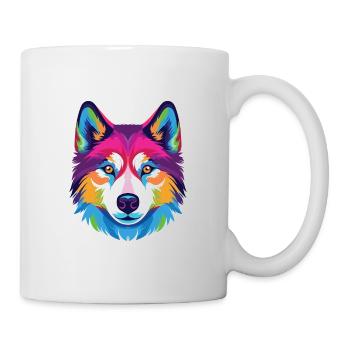 Husky Dog Colorful Watercolor Animal Illustration - Mug - white - Right