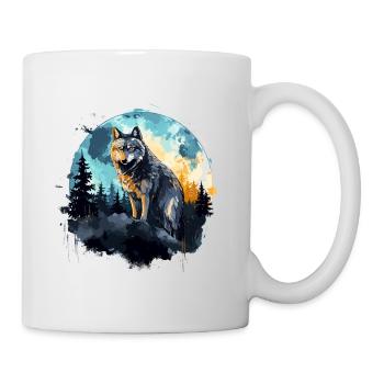 Aquarell Wolf - Tasse - Weiß - Rechts