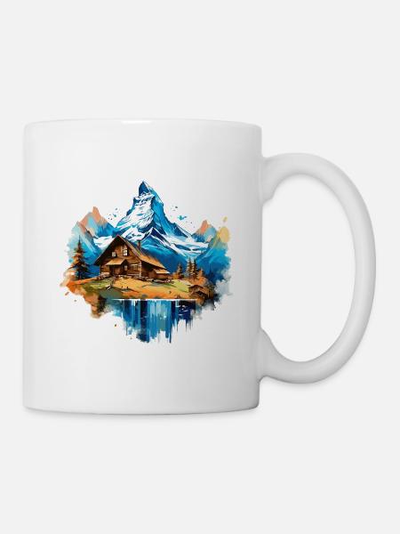 Zermatt, Matterhorn, Matterhorn mountain, chalet, lake - Mug - white