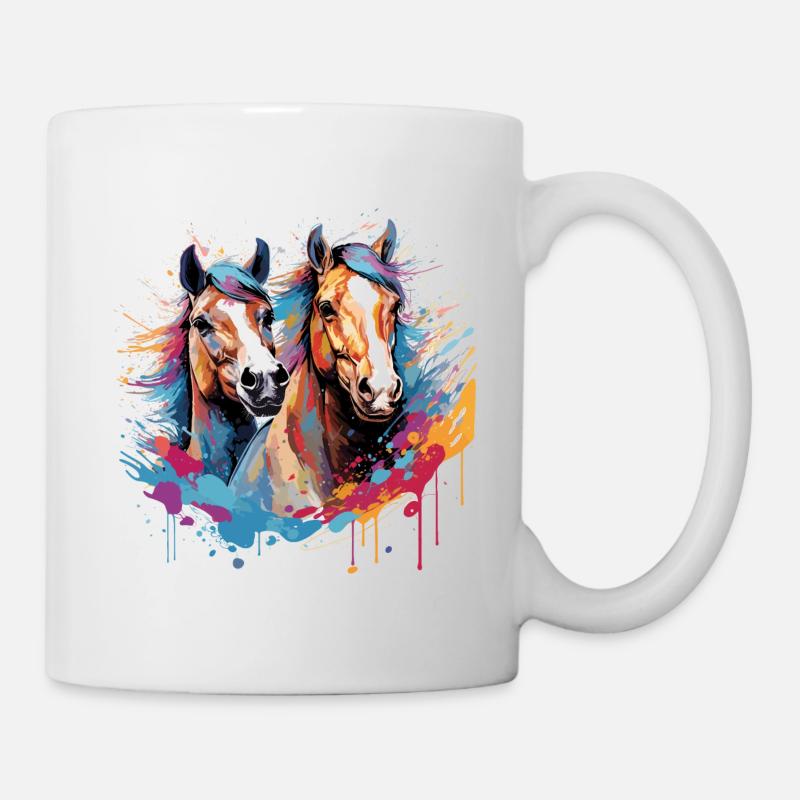 Chevaux, horses - Mug blanc - blanc