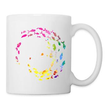 School of fish,fish,painting,graffiti,bright colors - Mug - white - Right