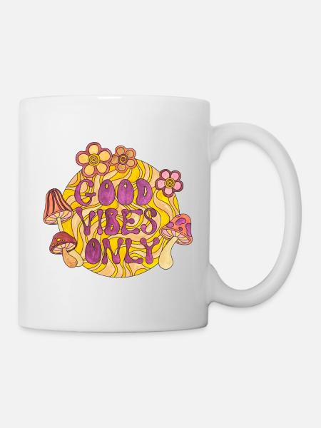 Good Vibes Seulement 70s Funky Groovy Flower Power 60E - Mug blanc - blanc