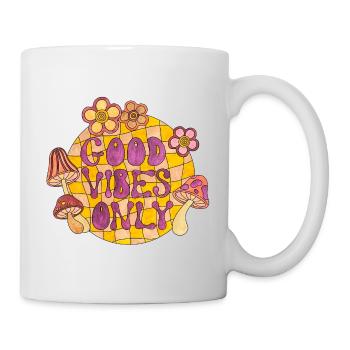 Good Vibes Only 70s Funky Groovy Flower Power 60E - Mug - white - Right