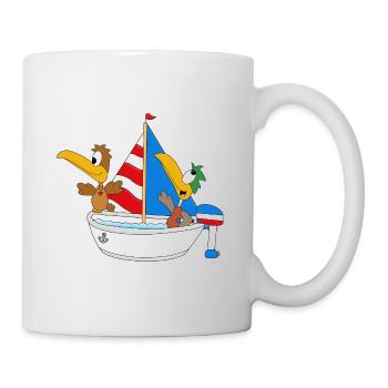 ENTEN - BOOT - SCHIFF - MEER - SEE - VÖGEL - TIERE - Tasse - Weiß - Rechts