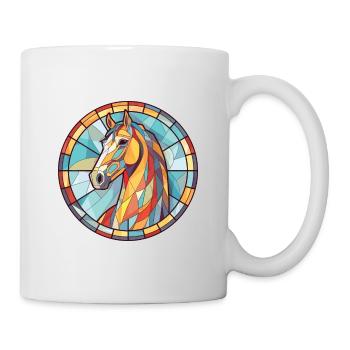 Pferd Buntes Aquarell Tier Haustier Illustration - Tasse - Weiß - Rechts
