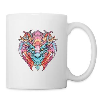 Drache Buntes Aquarell Tier Haustier Illustration - Tasse - Weiß - Rechts