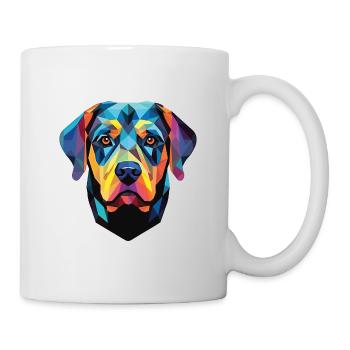 Rottweiler Hund Buntes Aquarell Tier Karikatur - Tasse - Weiß - Rechts