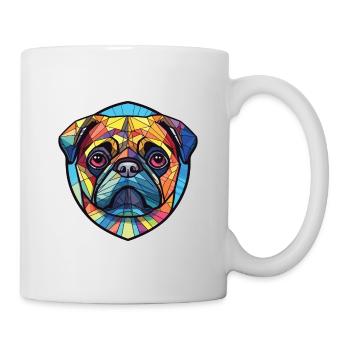 Mops Hund Bunte Aquarell Tier Illustration - Tasse - Weiß - Rechts