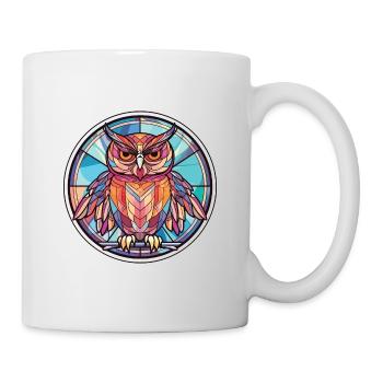 Eule Buntes Aquarell Tier Haustier Illustration - Tasse - Weiß - Rechts