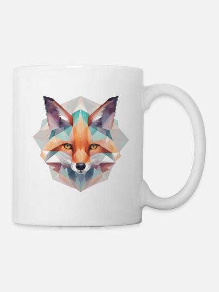 Fuchs geometrisch - Tasse - Weiß