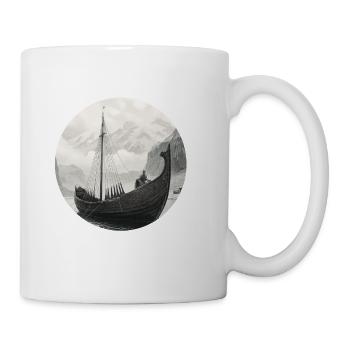Navire viking sur la mer avec glacier - Mug blanc - blanc - Droite