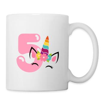 5th birthday unicorn. 5 years birthday gift - Mug - white - Right