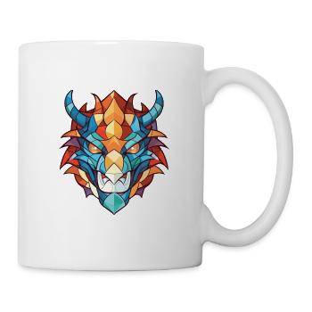 Drache Buntes Aquarell Tier Haustier Illustration - Tasse - Weiß - Rechts