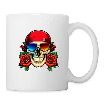 Skull and sunglasses - Mug - white - Right