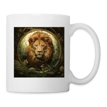 Pièce de verre lion dans les herbes - Mug blanc - blanc - Droite
