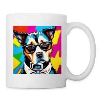 Hipster Hund - Tasse - Weiß - Rechts