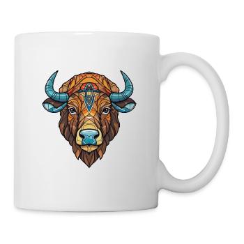 Buffalo Colorful Watercolor Animal Illustration - Mug - white - Right