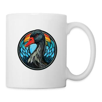 Schwarzer Schwan Bunte Aquarell-Tierillustration - Tasse - Weiß - Rechts