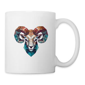 Dickhornschaf Buntes Aquarell Tier Karikatur - Tasse - Weiß - Rechts