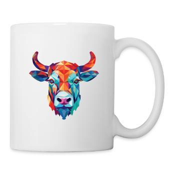 Bull Colorful Watercolor Animal Pet Illustration - Mug - white - Right