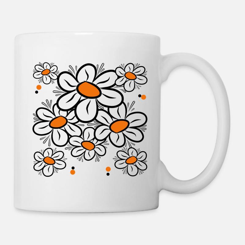 Daisies Daisies Flower Vine Floral Pattern - Mug - white