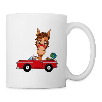 PFERD - AUTO - REISE - WELTENBUMMLER - PONY - Tasse - Weiß - Rechts