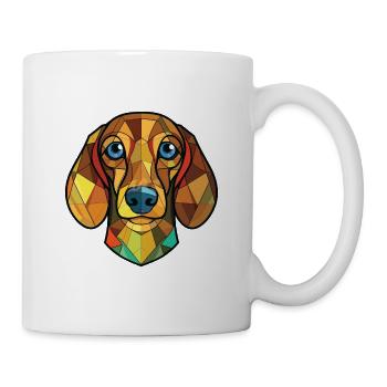 Dackelhund Hund Buntes Aquarell Tierkarikatur - Tasse - Weiß - Rechts