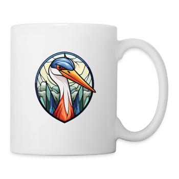 Reiher Buntes Aquarell Tier Haustier Illustration - Tasse - Weiß - Rechts