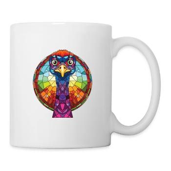 Ostrich Emu Colorful Watercolor Animal Pet Cartoon - Mug - white - Right