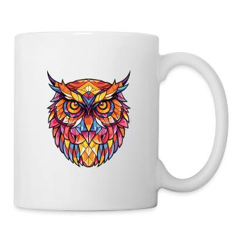 Eule Buntes Aquarell Tier Haustier Illustration - Tasse - Weiß - Rechts