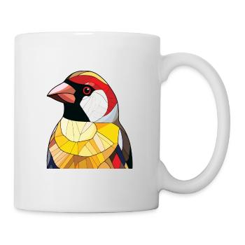 Stieglitz Buntes Aquarell Tier Illustration - Tasse - Weiß - Rechts