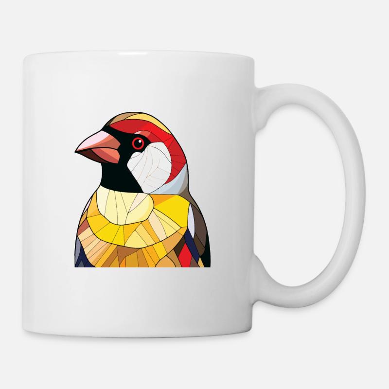 Stieglitz Buntes Aquarell Tier Illustration - Tasse - Weiß