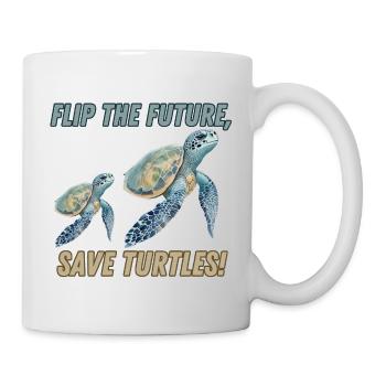 Drehen Sie die Zukunft um, retten Sie Schildkröten! - Tasse - Weiß - Rechts