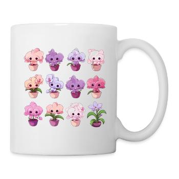 Orchideen kawaii - Tasse - Weiß - Rechts