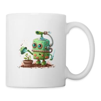 Grüner Daumen, Metallfinger - Tasse - Weiß - Rechts