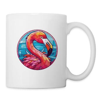 Flamingo Bunte Aquarell-Tierillustration - Tasse - Weiß - Rechts