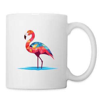 Flamingo Bunte Aquarell-Tierillustration - Tasse - Weiß - Rechts