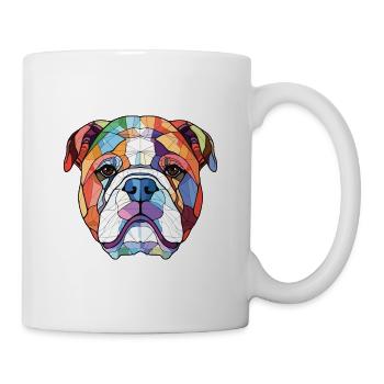 Englische Bulldogge Hund Buntes Aquarell Tier - Tasse - Weiß - Rechts