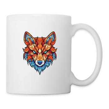 Fuchs Buntes Aquarell Tier Haustier Illustration - Tasse - Weiß - Rechts