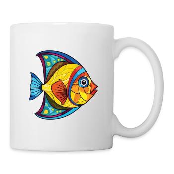 Flounder Fish Colorful Watercolor Animal Cartoon - Mug - white - Right