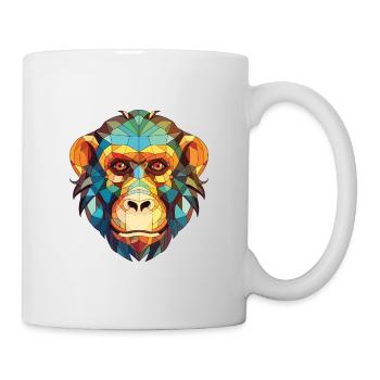 Affe Buntes Aquarell Tier Haustier Illustration - Tasse - Weiß - Rechts