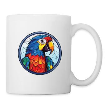 Papagei Buntes Aquarell Tier Haustier Illustration - Tasse - Weiß - Rechts
