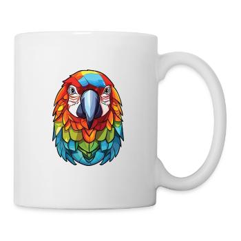 Papagei Buntes Aquarell Tier Haustier Illustration - Tasse - Weiß - Rechts