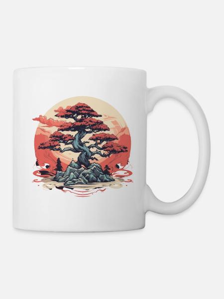 Bonsaï Coucher de soleil - Mug blanc - blanc