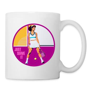 Tennis-Mädchen servieren es einfach - Tasse - Weiß - Rechts