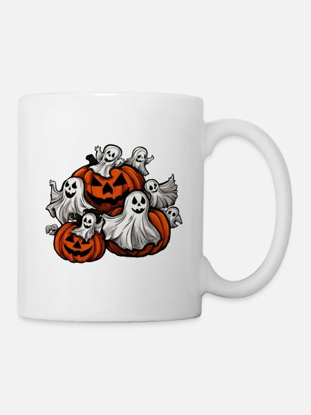 Halloween: Little ghosts with pumpkins - Mug - white