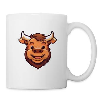 Bull Cartoon Kawaii Aquarelle Illustration - Mug blanc - blanc - Droite